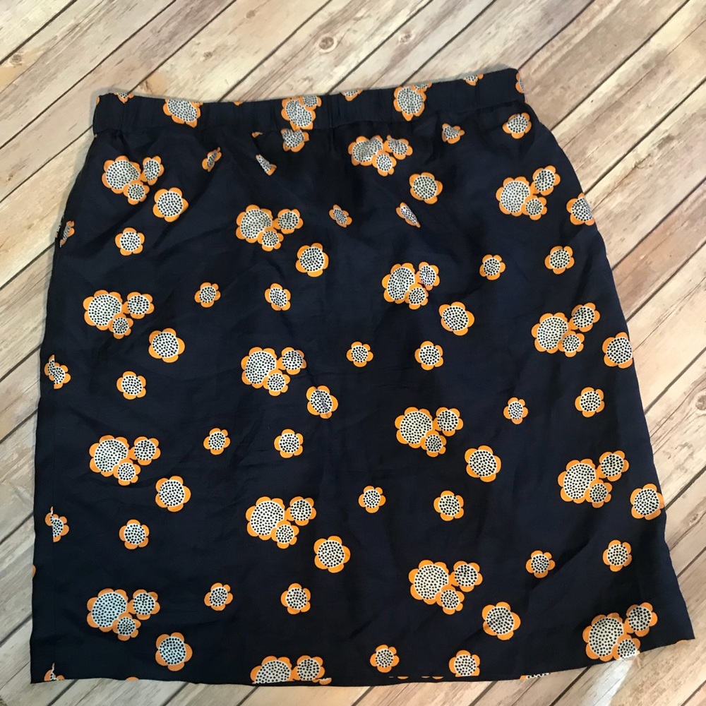 Boden Floral Skirt Size 16L Navy Yellow A Line - Picture 4 of 5